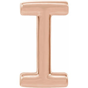 14K Rose Single Initial I Earring