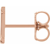 14K Rose Single Initial I Earring