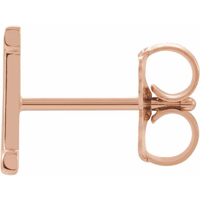 14K Rose Single Initial I Earring