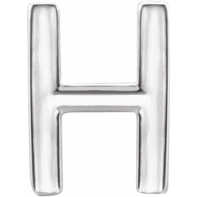 14K White Single Initial H Earring