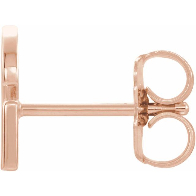 14K Rose Single Initial G Earring