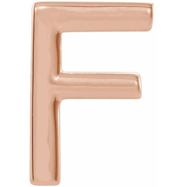14K Rose Single Initial F Earring