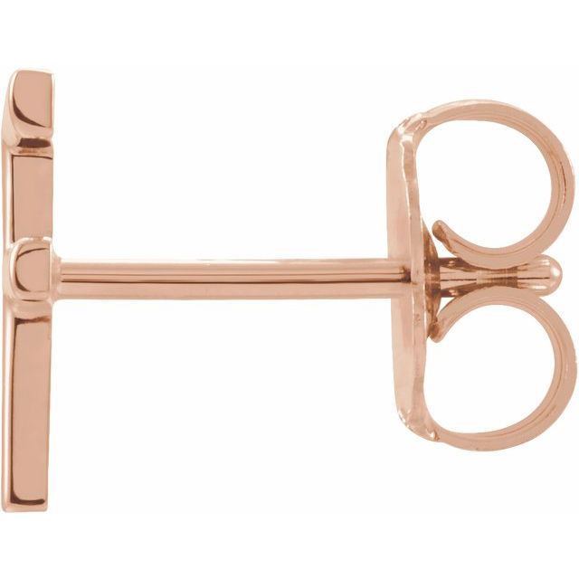 14K Rose Single Initial F Earring