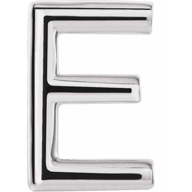 14K White Single Initial E Earring