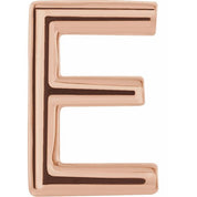 14K Rose Single Initial E Earring