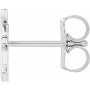 14K White Single Initial E Earring