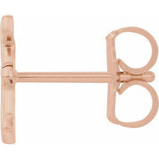 14K Rose Single Initial E Earring