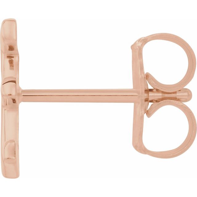 14K Rose Single Initial E Earring