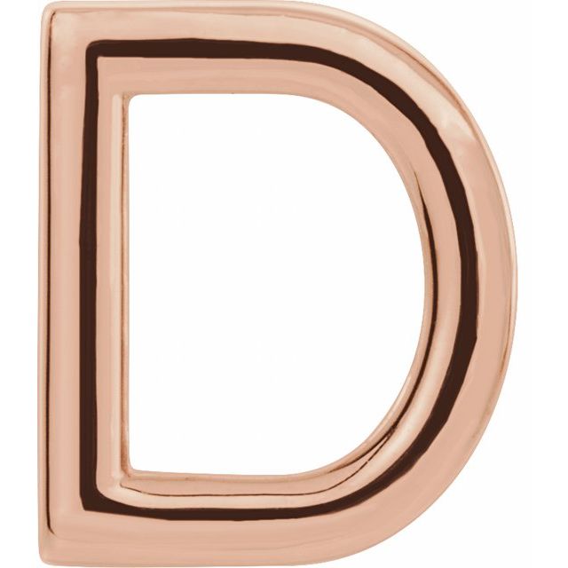 14K Rose Single Initial D Earring
