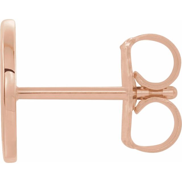 14K Rose Single Initial D Earring