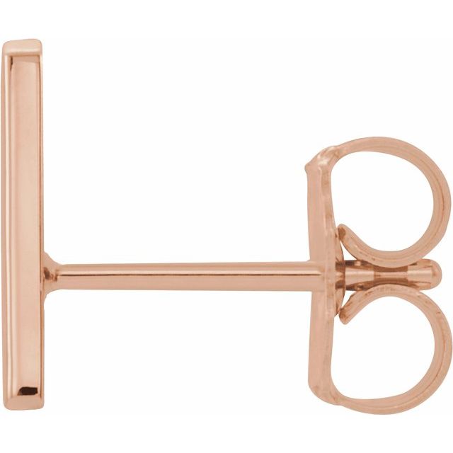 14K Rose Single Initial A Earring