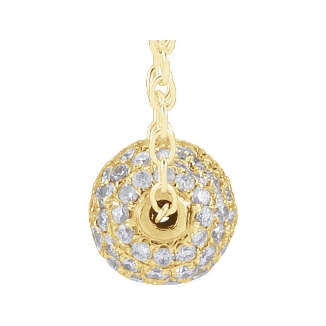 14K 6 mm 3/8 CTW Natural Diamond Ball Necklace 16-18"