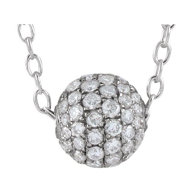 14K 6 mm 3/8 CTW Natural Diamond Ball Necklace 16-18"