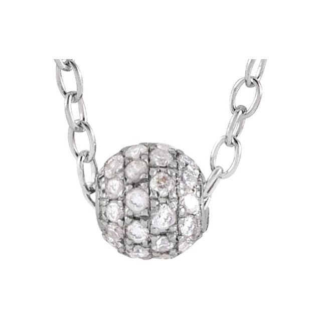 14K 3 mm 1/8 CTW Natural Diamond Ball Necklace 16-18"