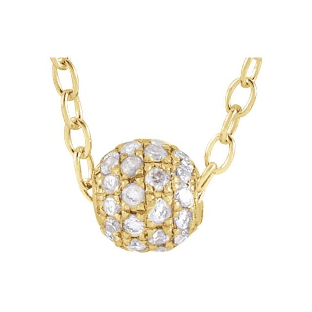 14K 3 mm 1/8 CTW Natural Diamond Ball Necklace 16-18"