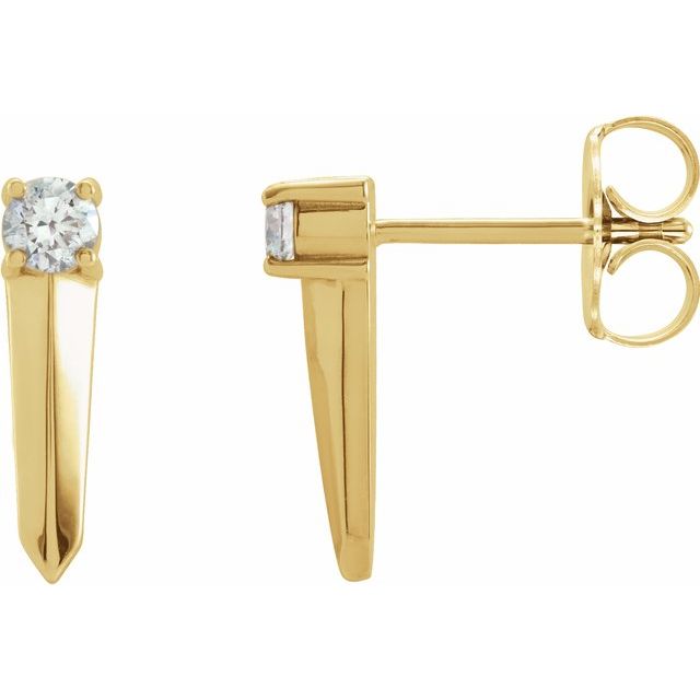 14K Yellow Gold 1/6 CTW Natural Diamond Knife-Edge Bar Earrings