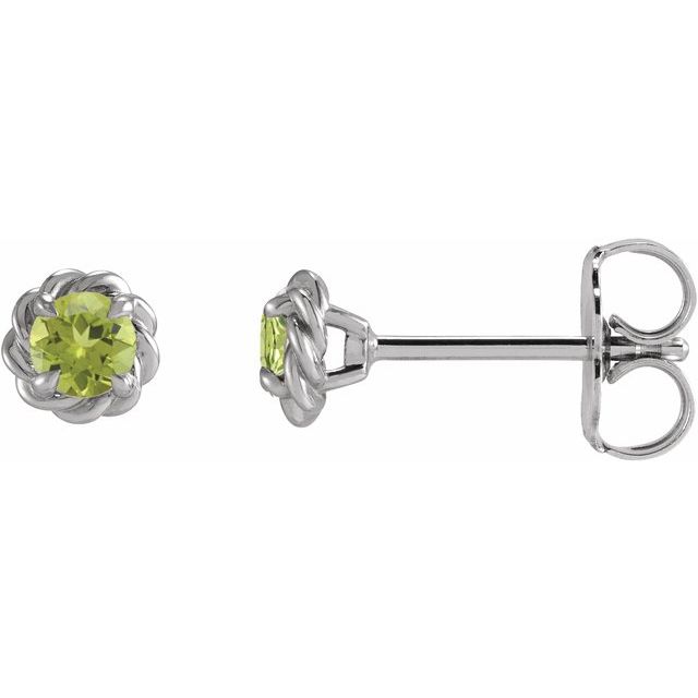 Sterling Silver 5 mm Natural Peridot Claw-Prong Rope Earrings