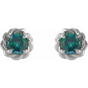 Sterling Silver 5 mm Lab-Grown Alexandrite Claw-Prong Rope Earrings