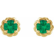 14K Yellow 5.5 mm Lab-Grown Emerald Claw-Prong Rope Earrings