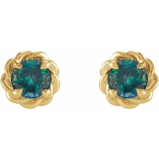 14K Yellow 5.5 mm Lab-Grown Alexandrite Claw-Prong Rope Earrings