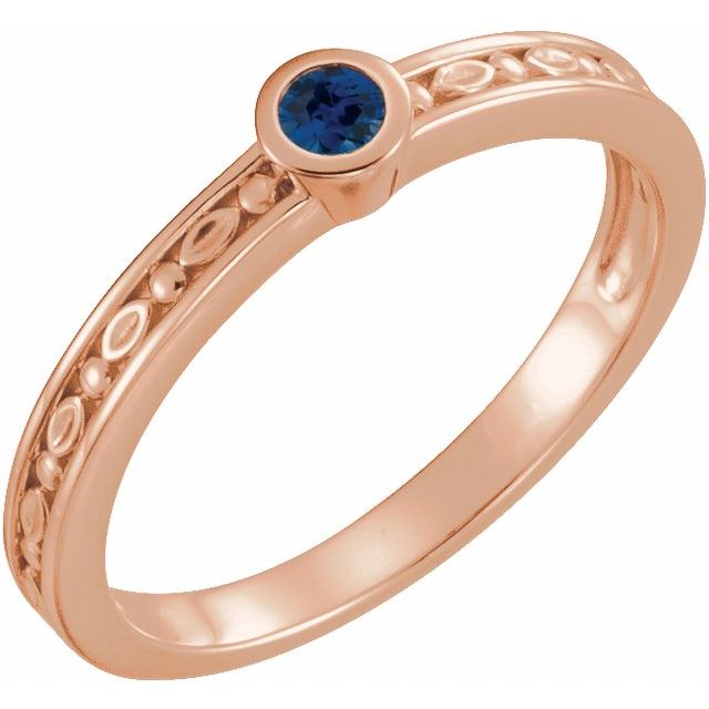 14K Rose Natural Blue Sapphire Family Stackable Ring