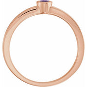 14K Rose Natural Amethyst Family Stackable Ring