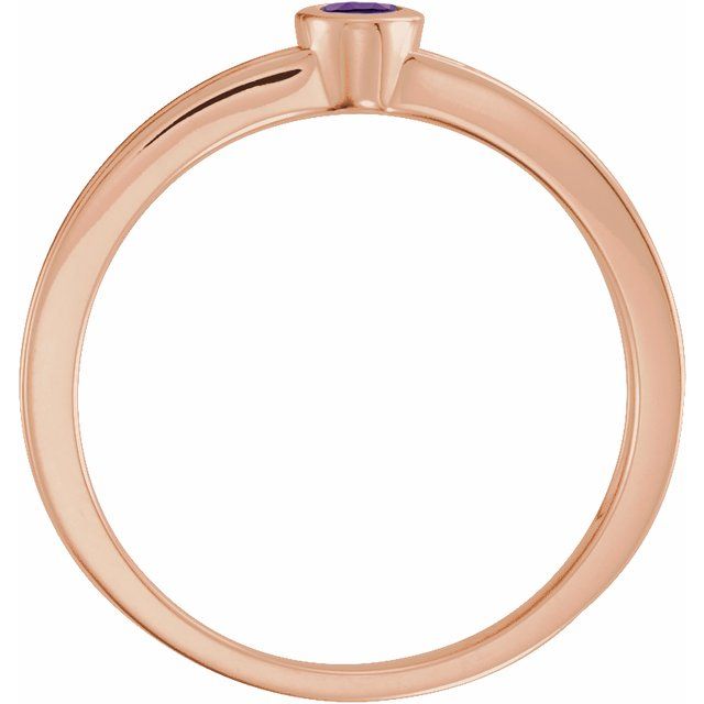 14K Rose Natural Amethyst Family Stackable Ring