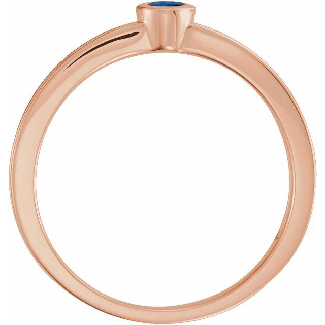 14K Rose Natural Blue Sapphire Family Stackable Ring