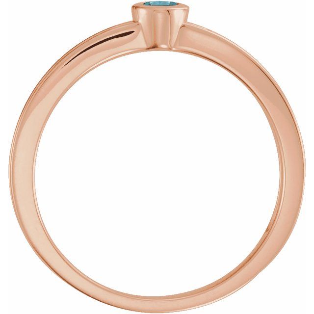 14K Rose Natural Blue Zircon Family Stackable Ring