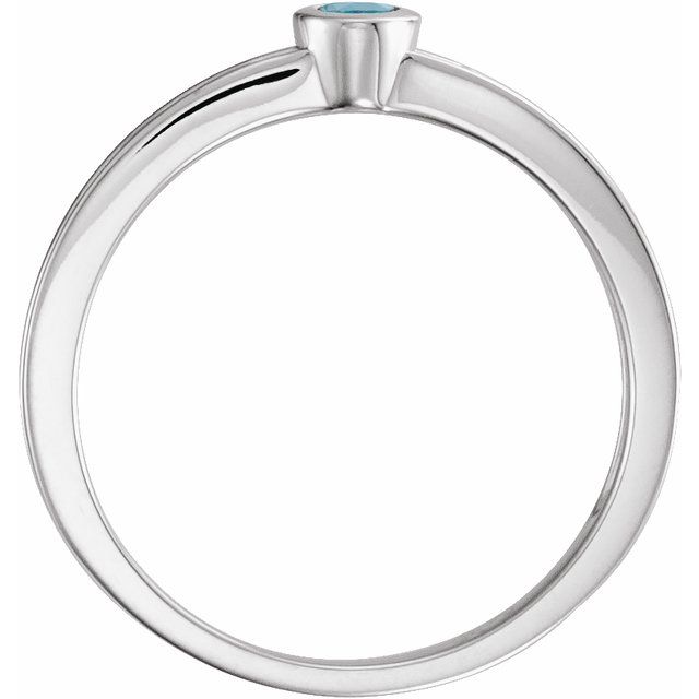 Sterling Silver Natural Aquamarine Family Stackable Ring