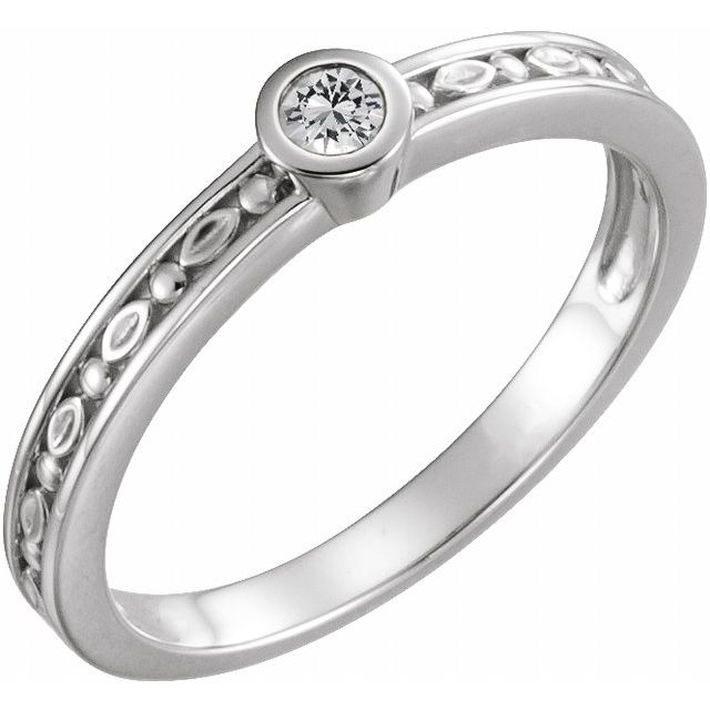 Sterling Silver Natural White Sapphire Family Stackable Ring