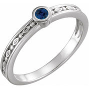 14K White Natural Blue Sapphire Family Stackable Ring