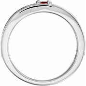 Sterling Silver Natural Mozambique Garnet Family Stackable Ring