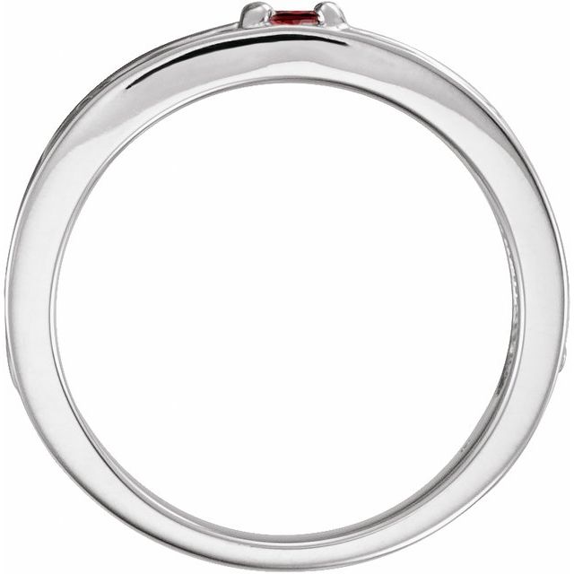 Sterling Silver Natural Mozambique Garnet Family Stackable Ring