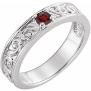 Sterling Silver Natural Mozambique Garnet Family Stackable Ring