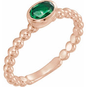 14K Rose Natural Emerald Family Stackable Ring