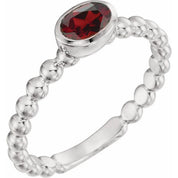 Sterling Silver Natural Mozambique Garnet Family Stackable Ring