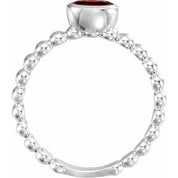 Sterling Silver Natural Mozambique Garnet Family Stackable Ring