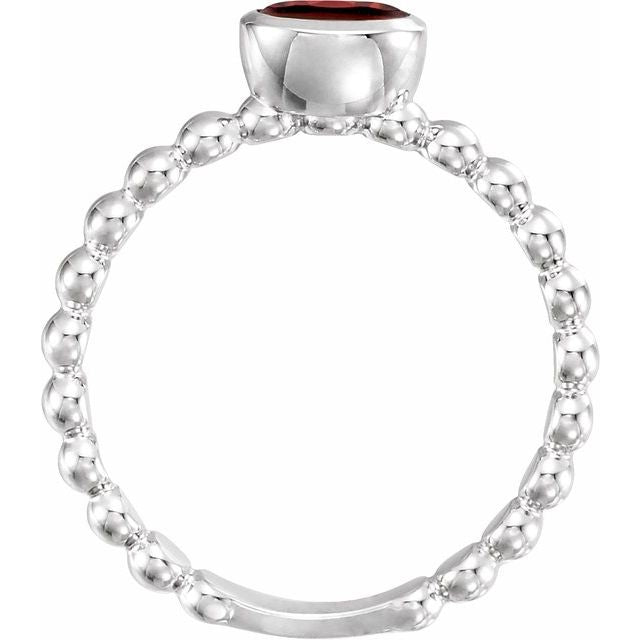 Sterling Silver Natural Mozambique Garnet Family Stackable Ring