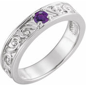Sterling Silver Natural Amethyst Family Stackable Ring