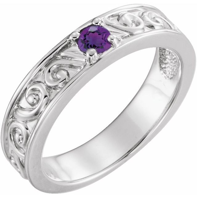Sterling Silver Natural Amethyst Family Stackable Ring