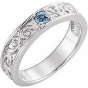Sterling Silver Natural Aquamarine Family Stackable Ring