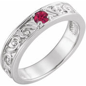 Sterling Silver Natural Ruby Family Stackable Ring