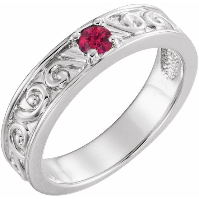 Sterling Silver Natural Ruby Family Stackable Ring