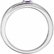 Sterling Silver Natural Amethyst Family Stackable Ring