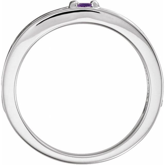 Sterling Silver Natural Amethyst Family Stackable Ring