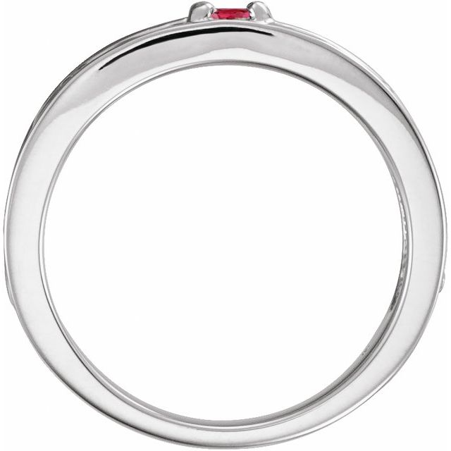 Sterling Silver Natural Ruby Family Stackable Ring