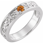 Sterling Silver Natural Citrine Family Stackable Ring
