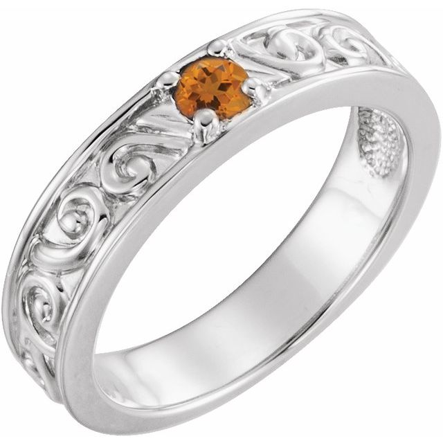 Sterling Silver Natural Citrine Family Stackable Ring