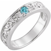 Sterling Silver Natural Blue Zircon Family Stackable Ring